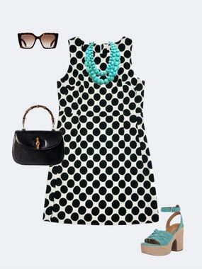 GAP Black & White Polka Dot Sleeveless A-Line Mini Shift Dress Size L